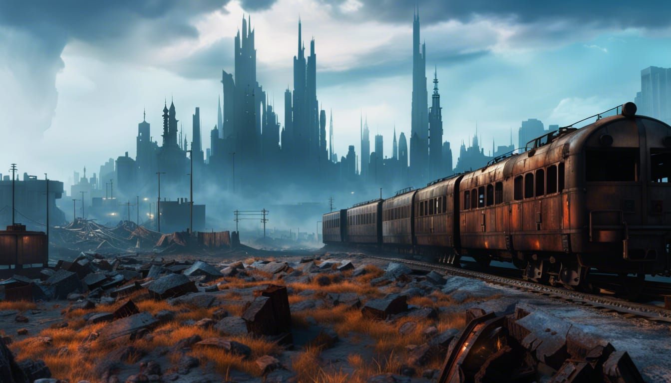 Apocalyptic Cityscape with Decayed Infrastructure in 8K