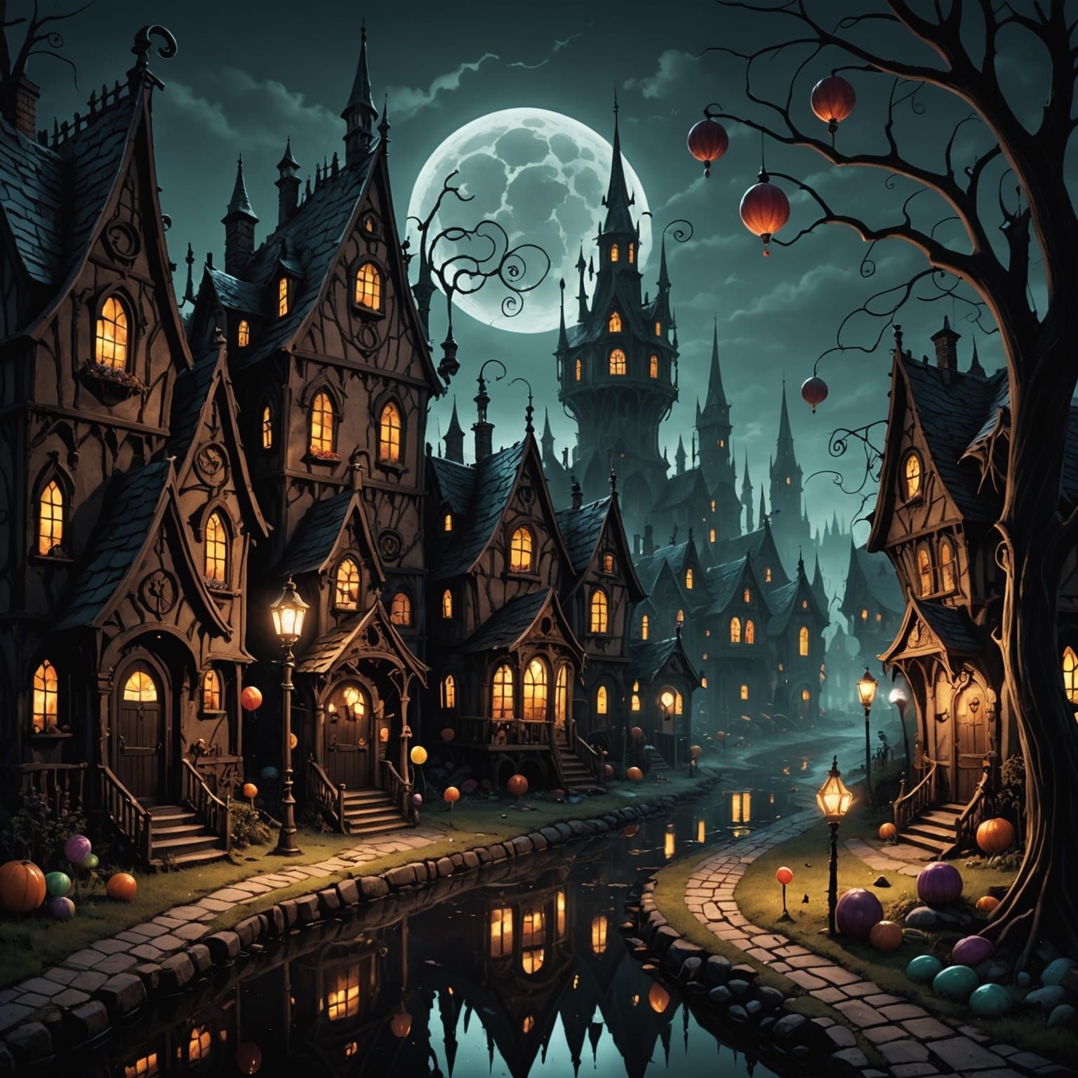 Gothic Candy Town with Horror Elements