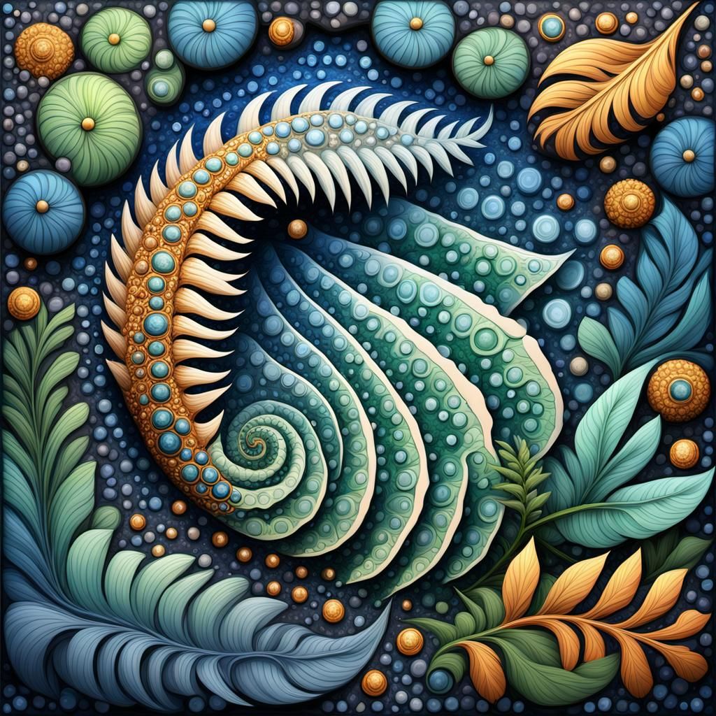 Fractal Fern in Mosaic Forest Art