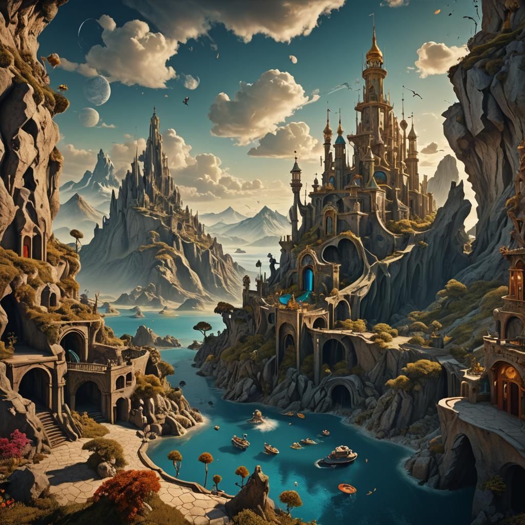 Fantastical Surrealist Concept Art in Detailed Matte Paintin...