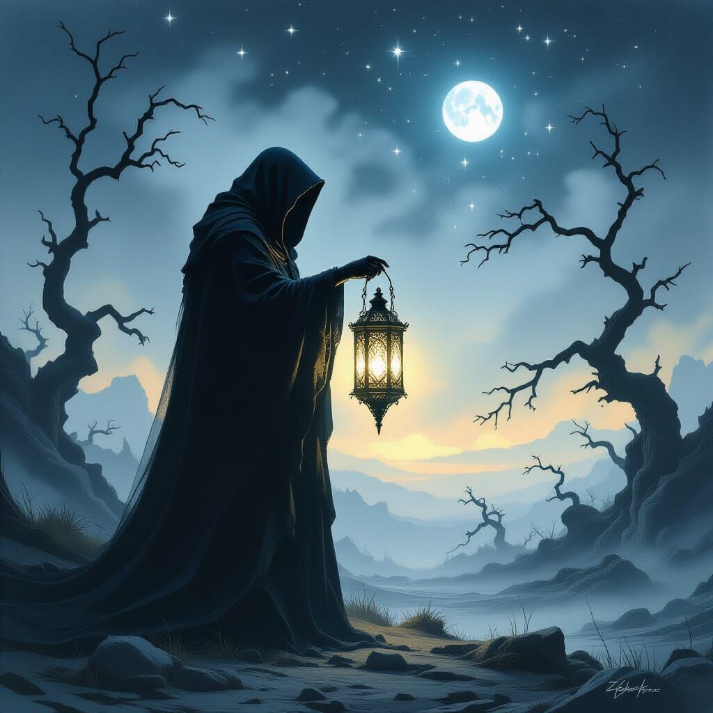 Ethereal Soul Catcher with Luminous Lantern in Dark Fantasy ...