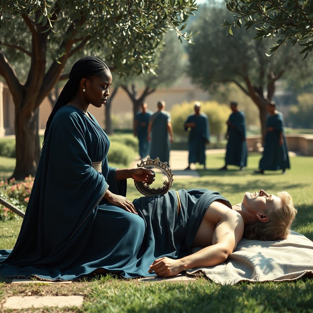 Amanisela Mourns Emperor Titus: Cinematic Film Still