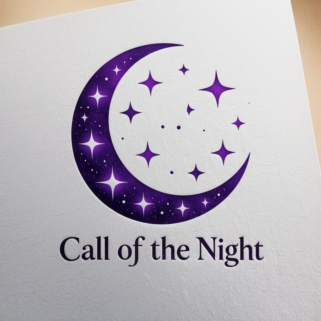 Elegant Call of the Night Logo with Cosmic Stars