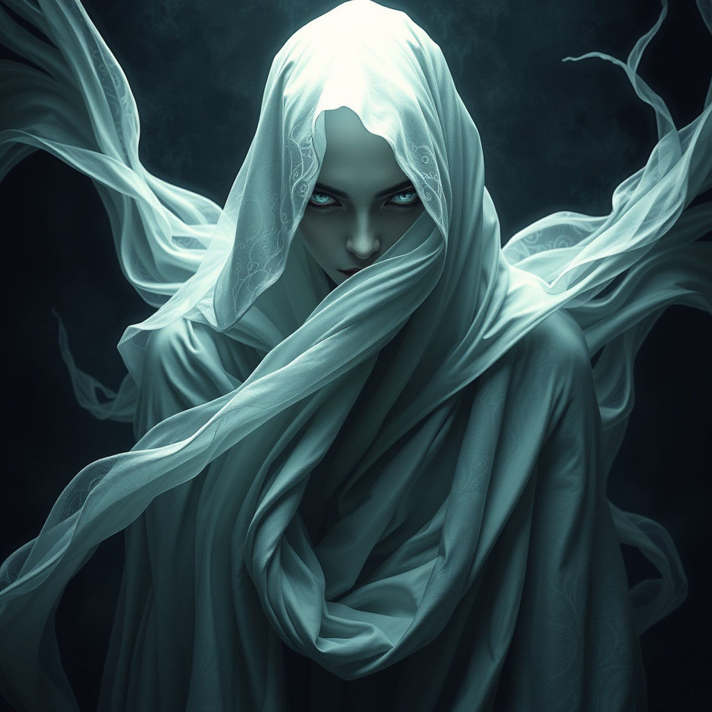 Enigmatic White Entity in Dark Fantasy