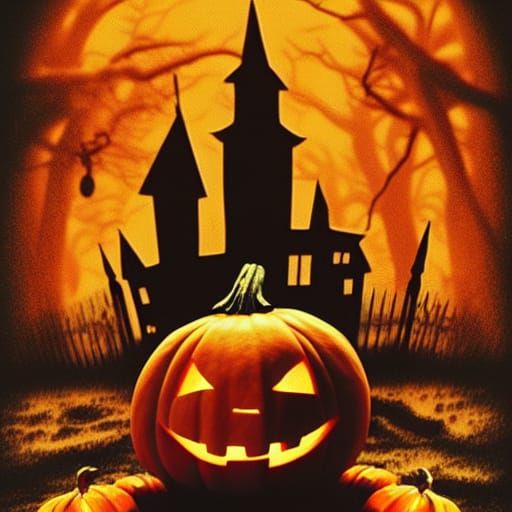 Creepy Halloween Pumpkin Horror Movie Poster