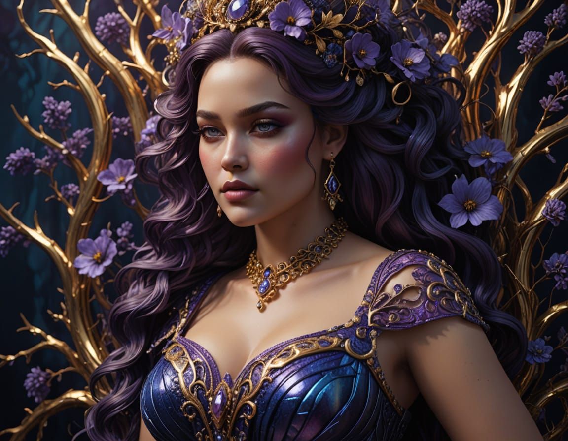 Ethereal Queen in Deep Blues and Purples
