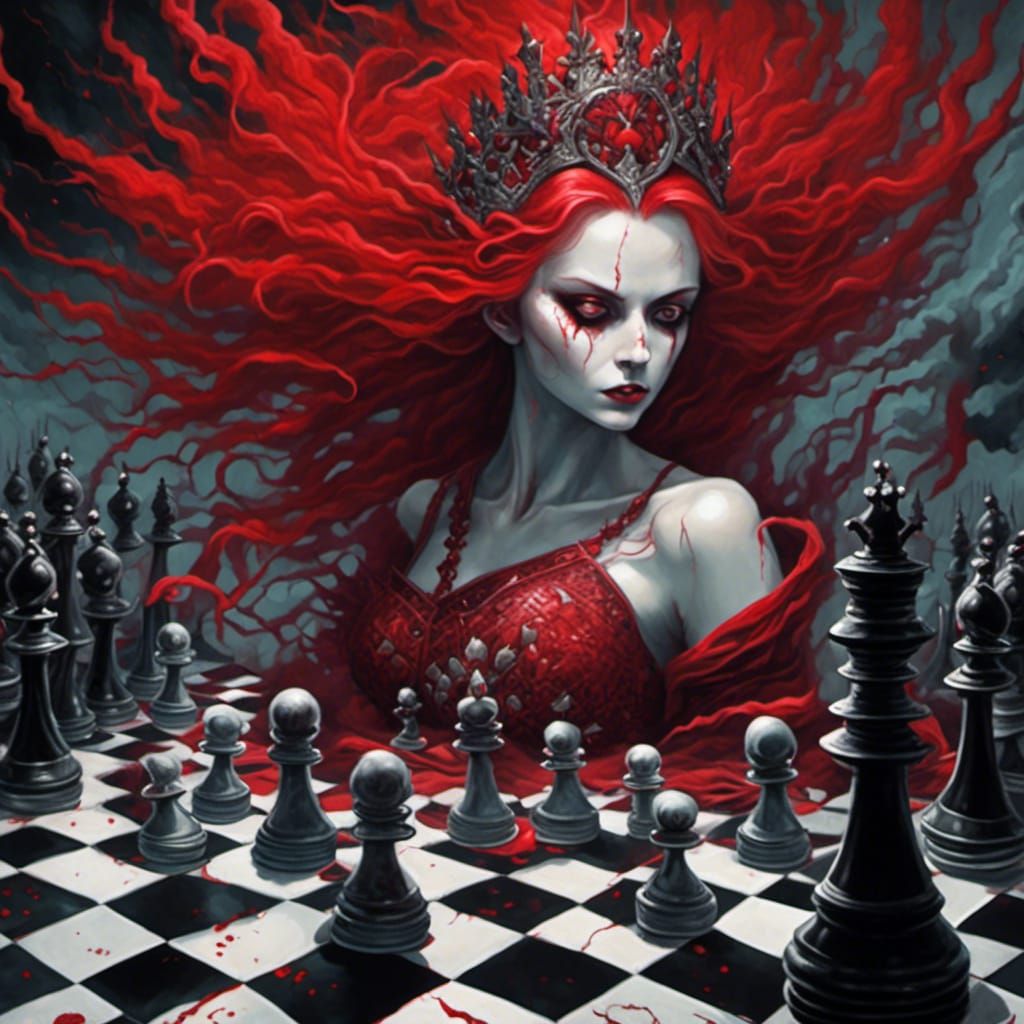 Bloody Red Queen in Dark Fantasy Chess Game