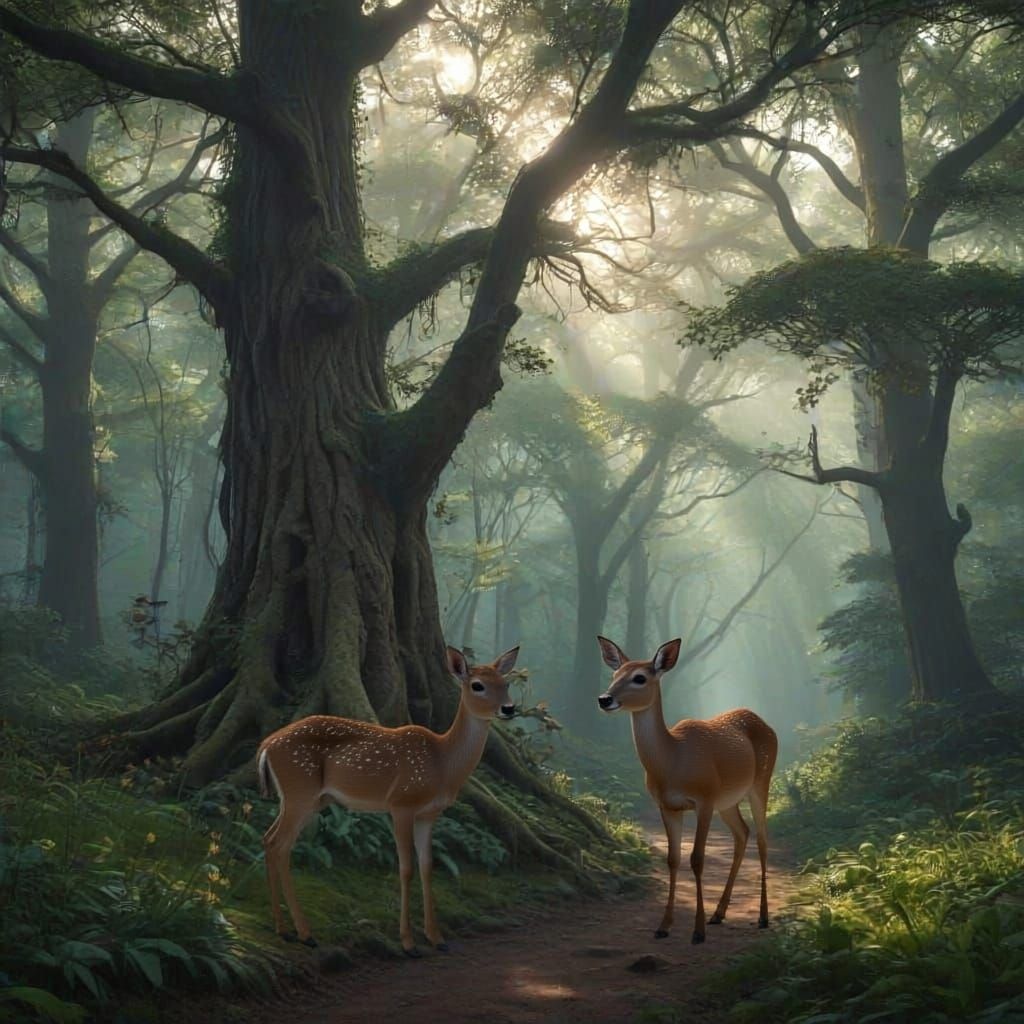 Whispering Ancient Woodland in Soft Enchanted Light
