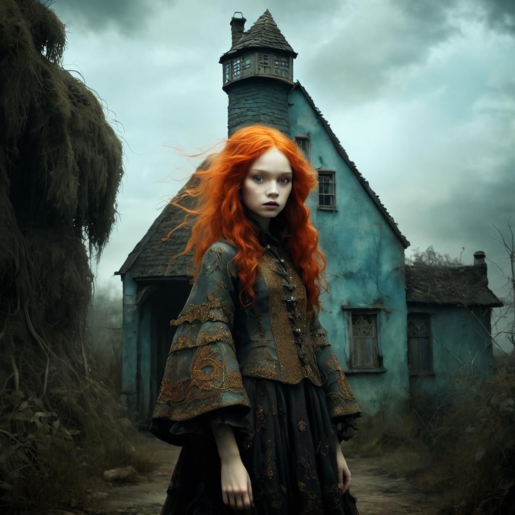 Surreal Witch Apprentice: Intricate Digital Art