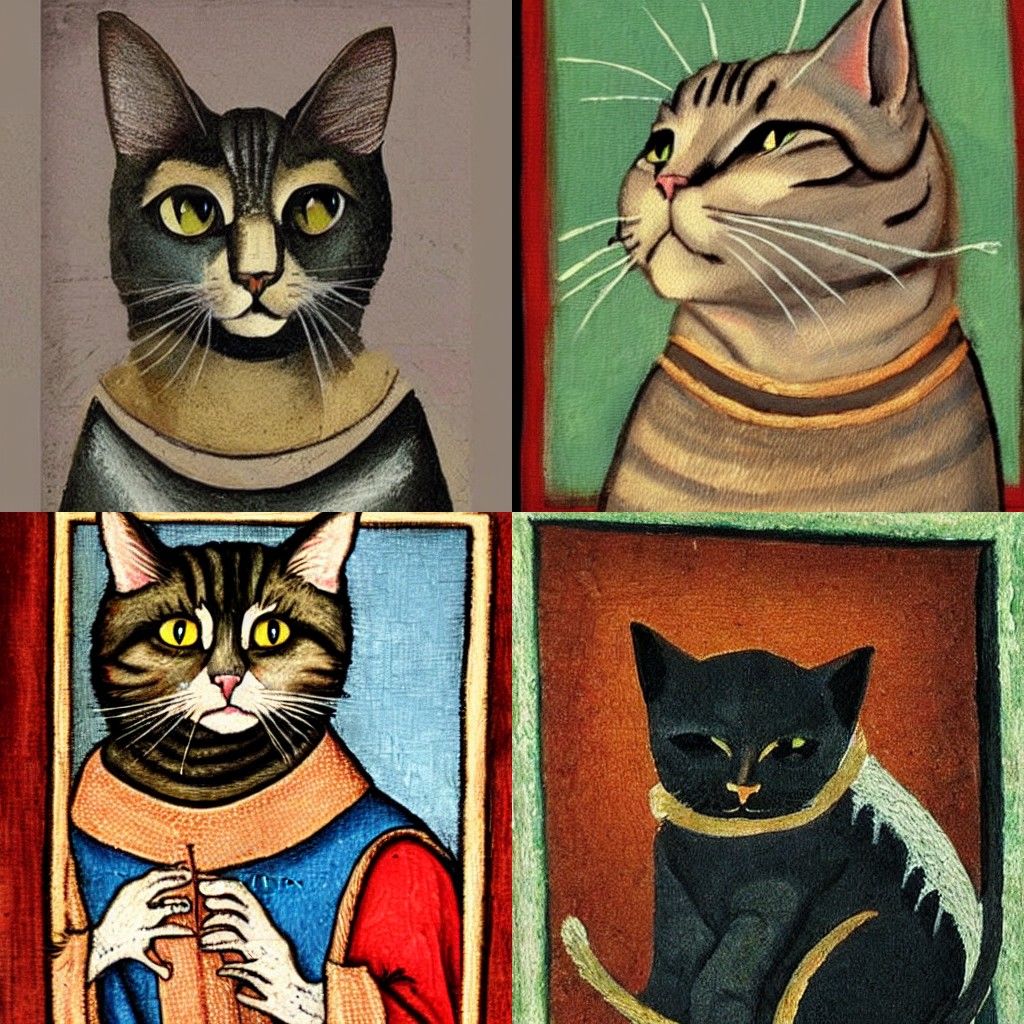 Medieval Cat Painting in Classic Style