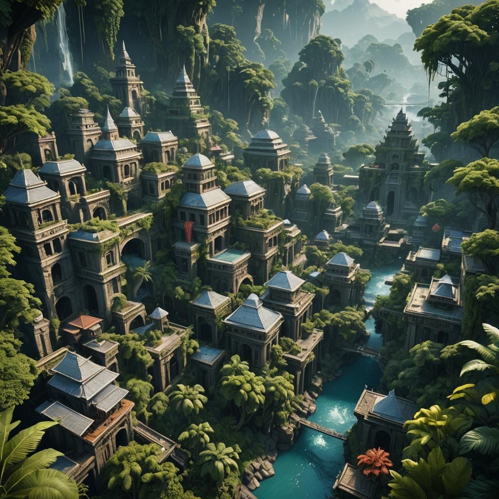 Lush Jungle City Concept Art in Unreal Engine