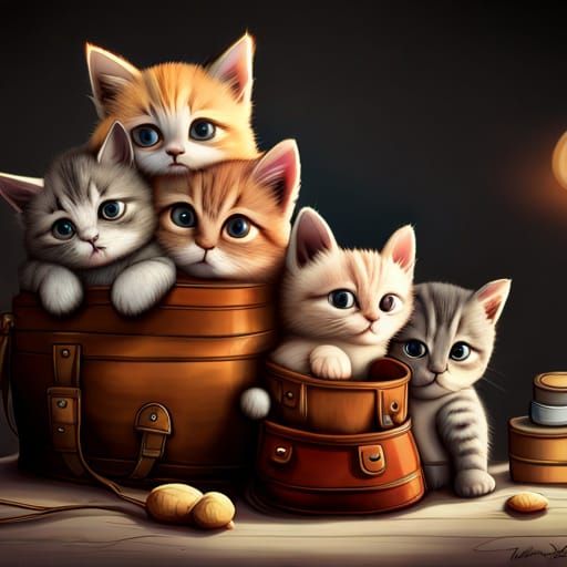 Animated Baby Cats Snuggling: Cute Cinematic Wallpaper