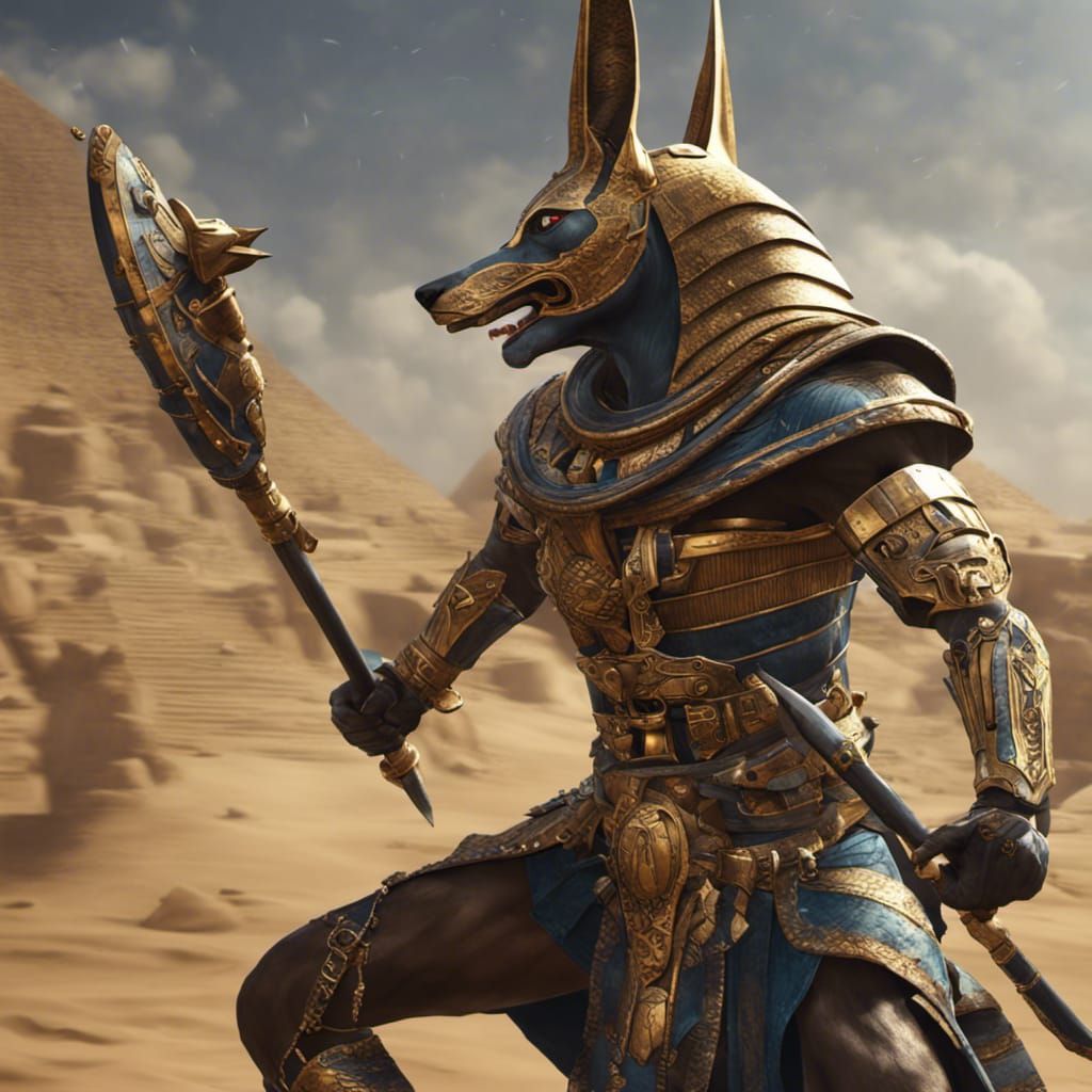 Battle-Hardened Anubis Warrior: Dark Fantasy Concept Art