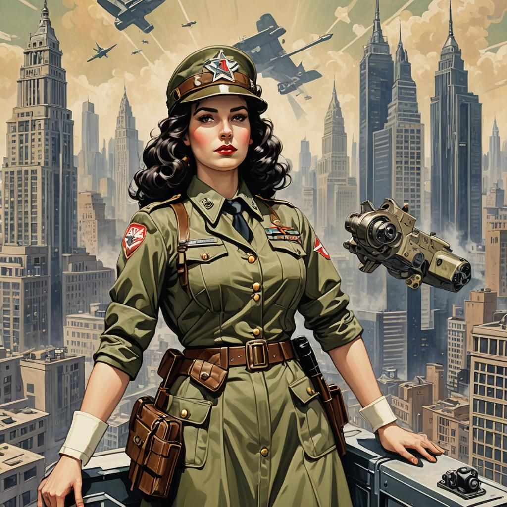 Retro-Futuristic Robots Supervised by Vintage Military Figur...