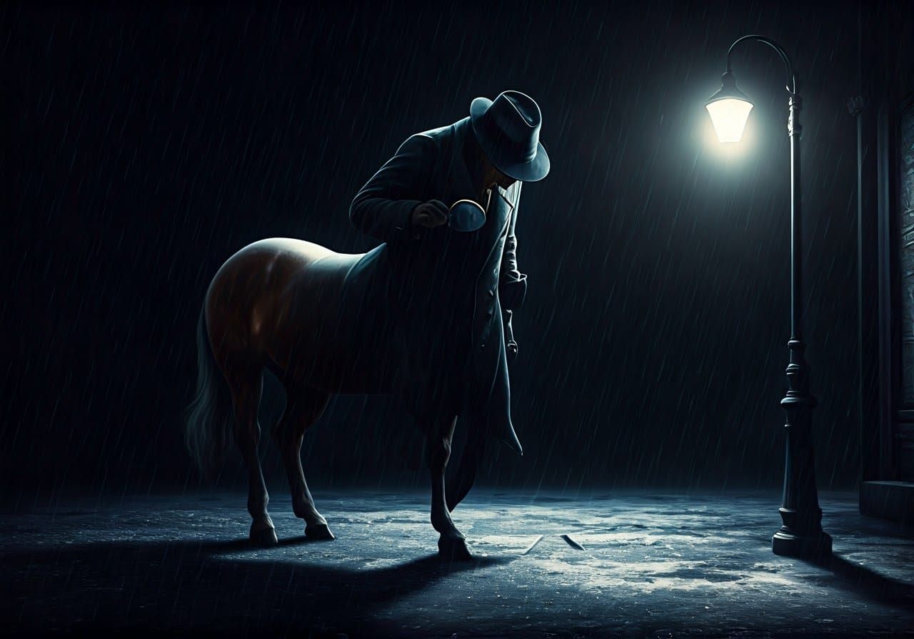 Film Noir Centaur Detective Investigates Crime