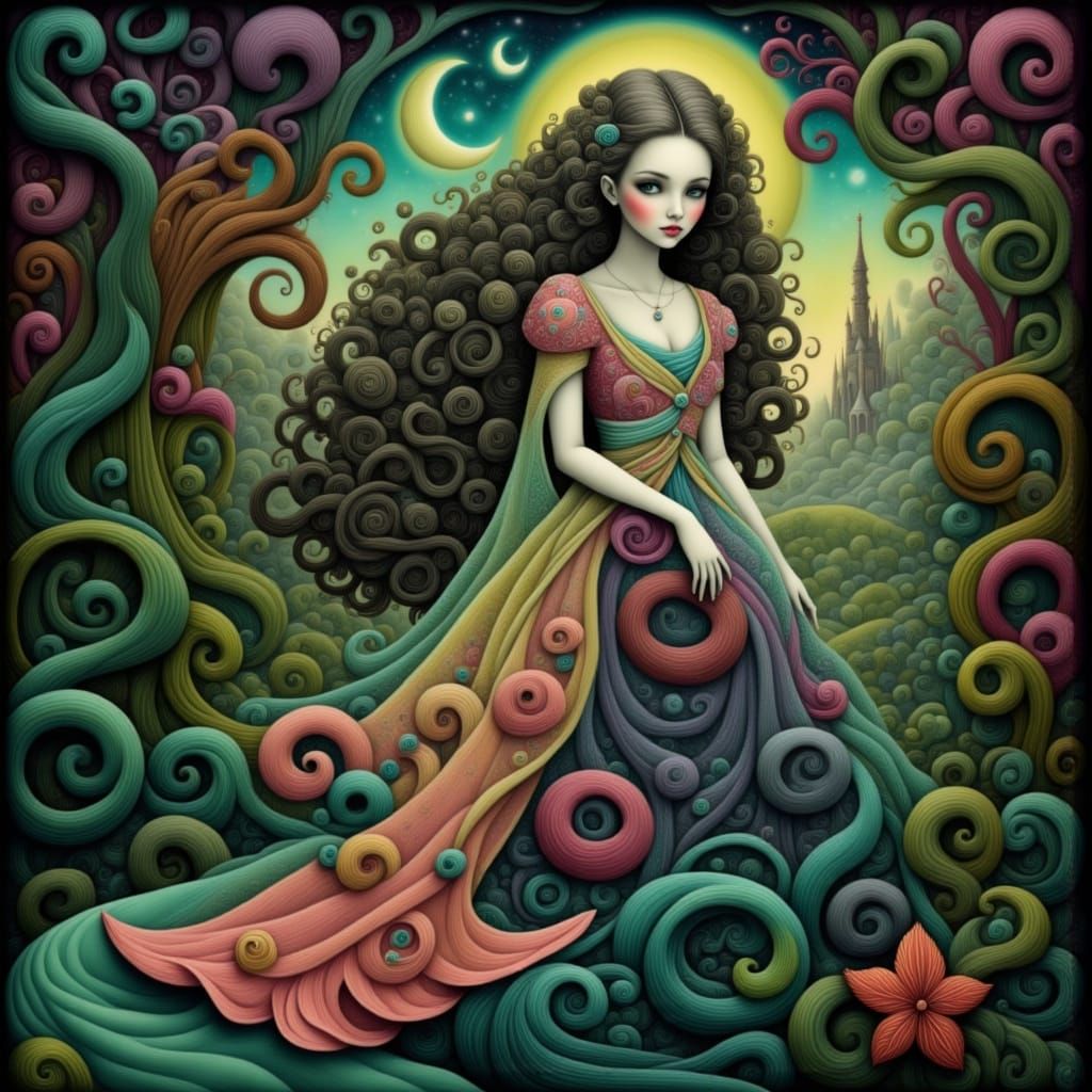 Ethereal Enchantress in Cosmic Dreamscape