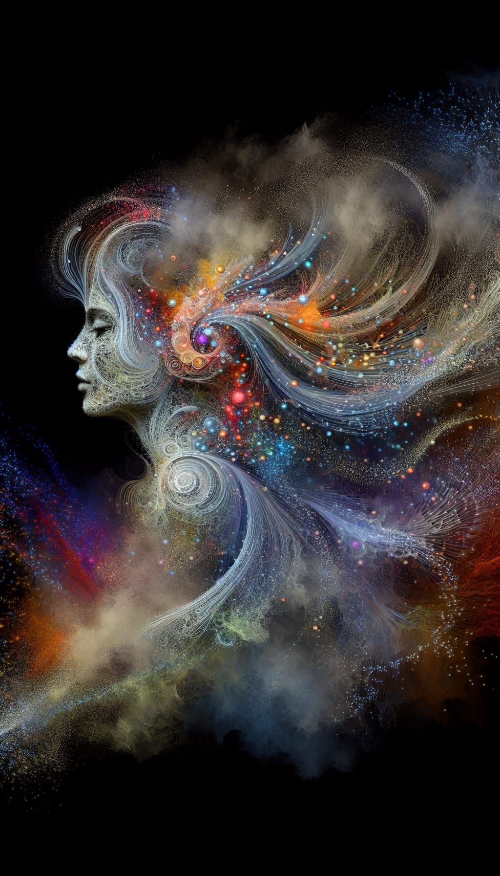 Dynamic Dust Woman with Glowing Glass Veins