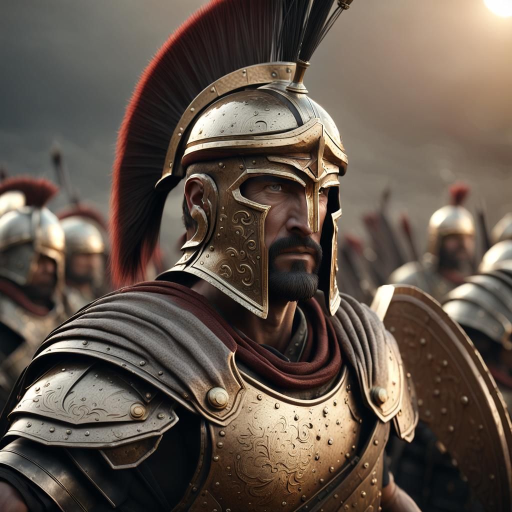 Spartan Warrior in Battle: Hyperrealistic 8K Rendering