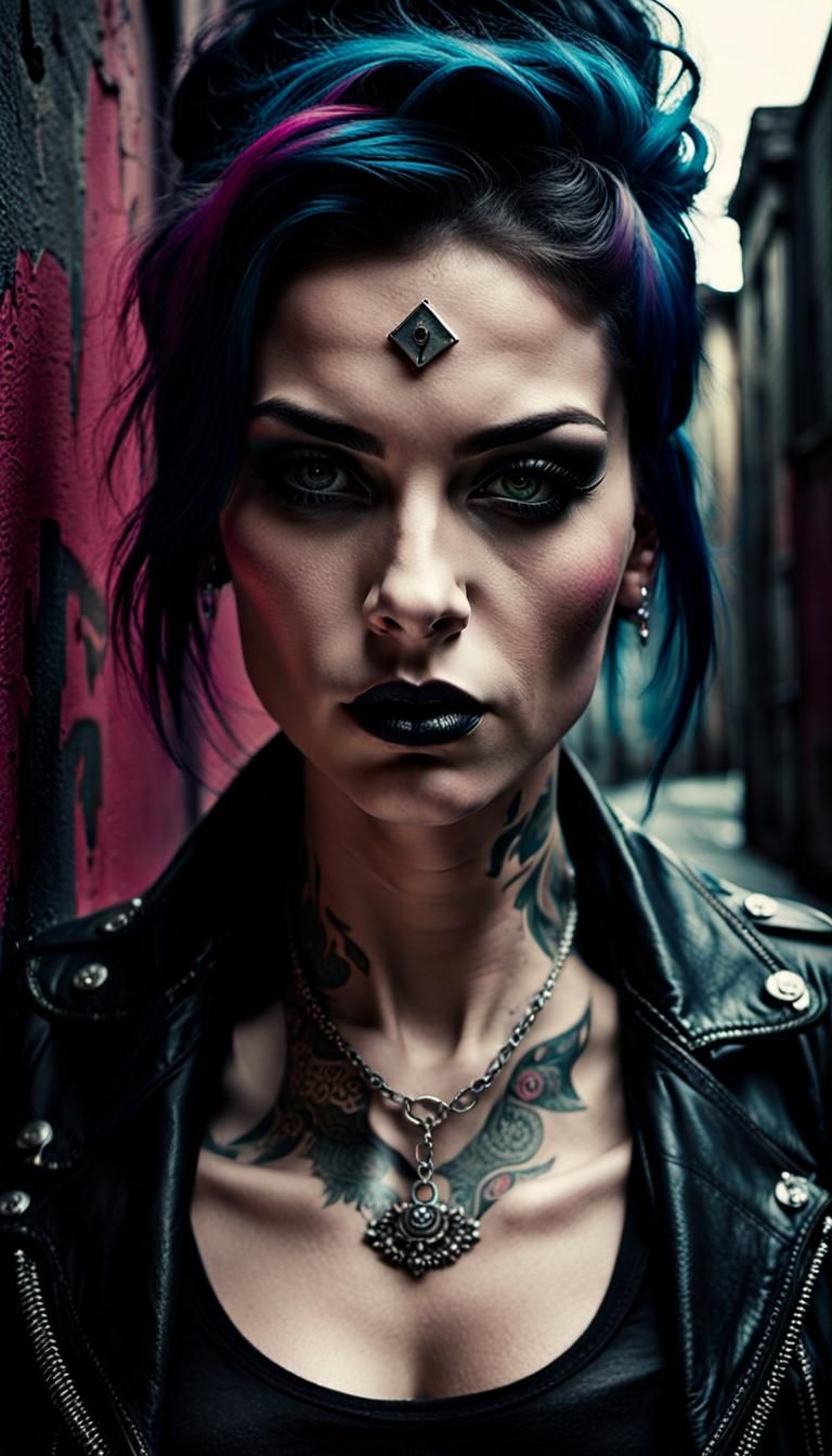 Gritty Gothic Portrait of Rocker in Grimy Alleyway