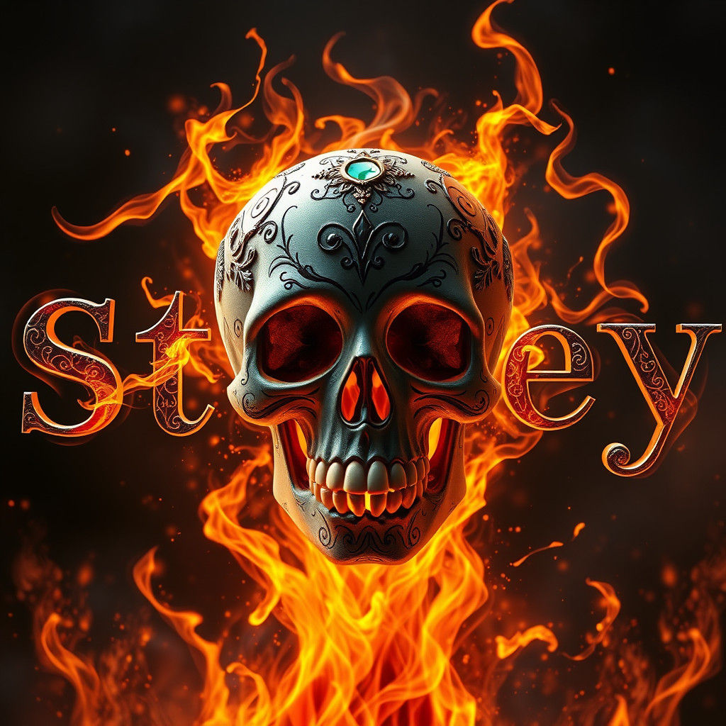 Flaming Stacey Sugar Skull Art
