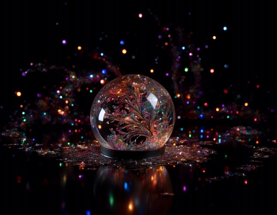 Christmas Crystal Ball with Ribbons of Light