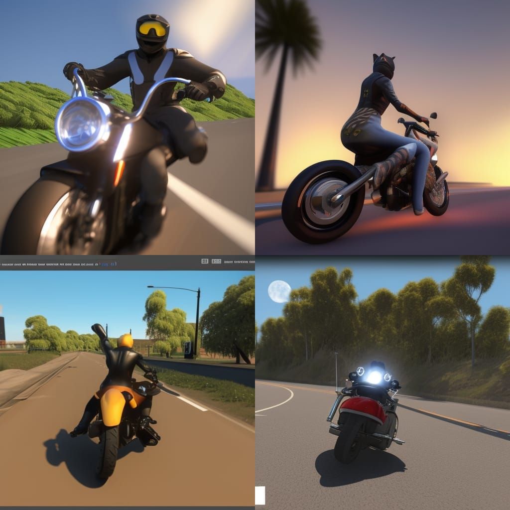 Cat on Motorcycle in Australia: 3D Rendered