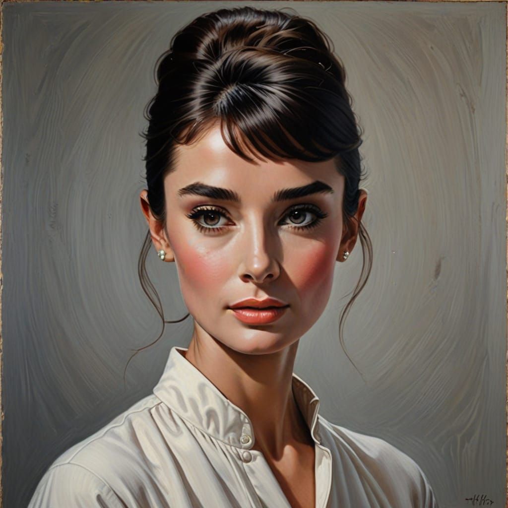 Audrey Hepburn Portrait in Oil Paint Style