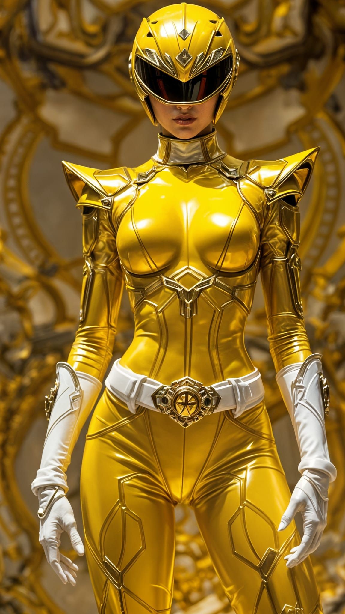 Cyberpunk Dark Ranger Goddess in Corrupted Golden Armor