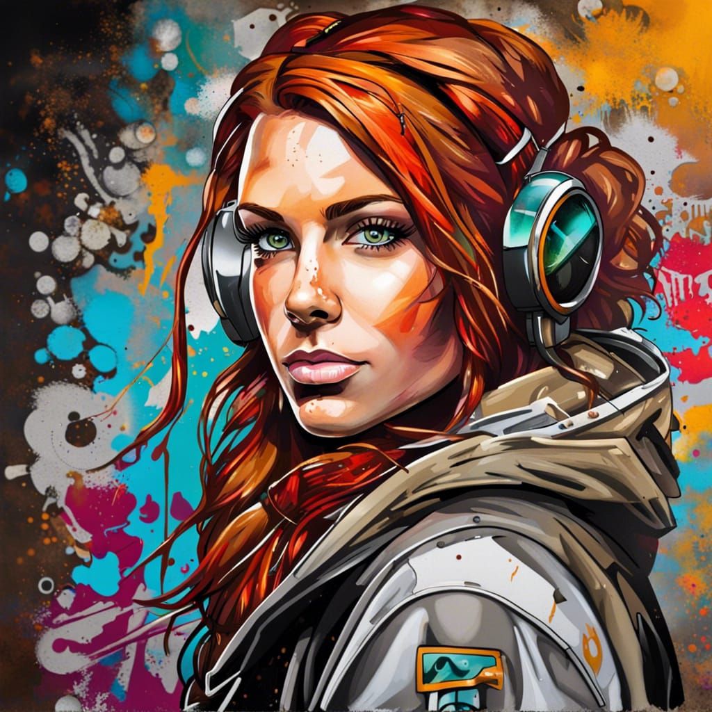 Female Mechanic, Developer, and Athlete in Graffiti Art