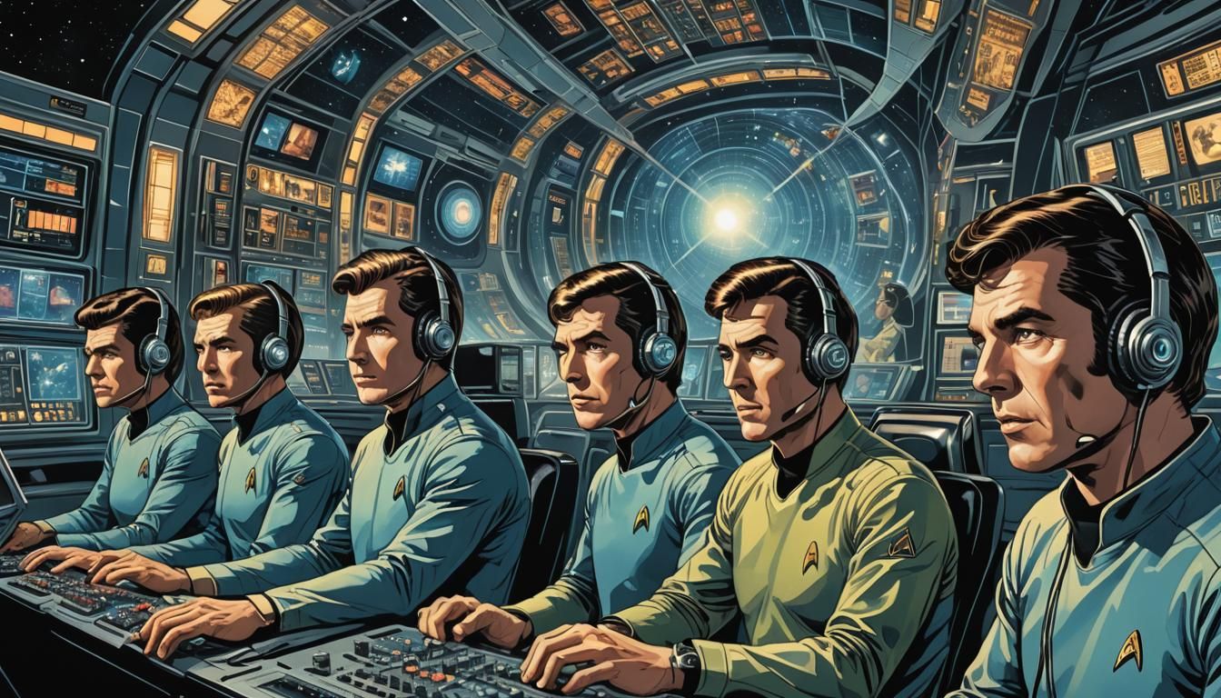 Scientists Hypnotized by Cosmic Screens, Comic Book Art