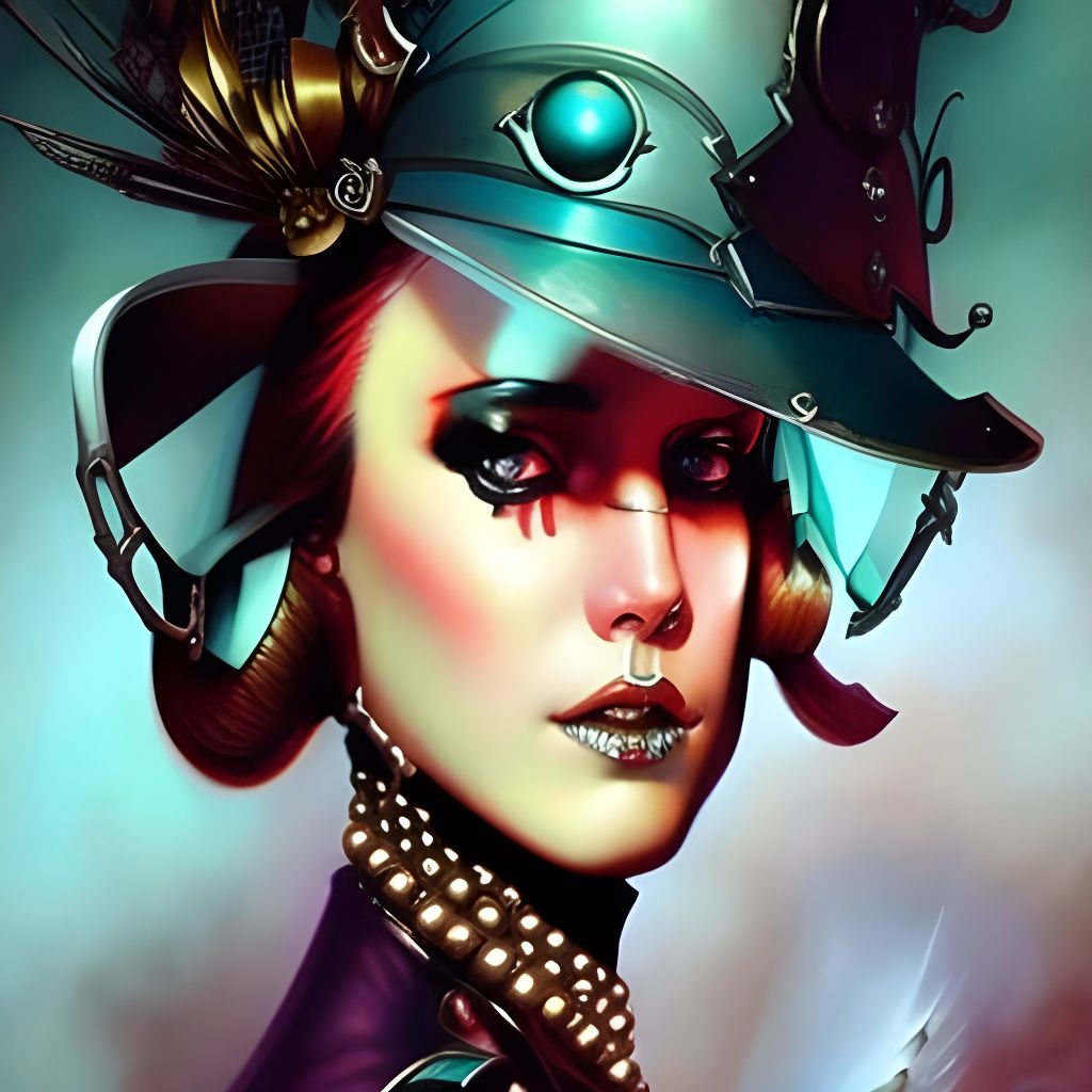 Steampunk Mechanical Girl Portrait in Shroompunk Style