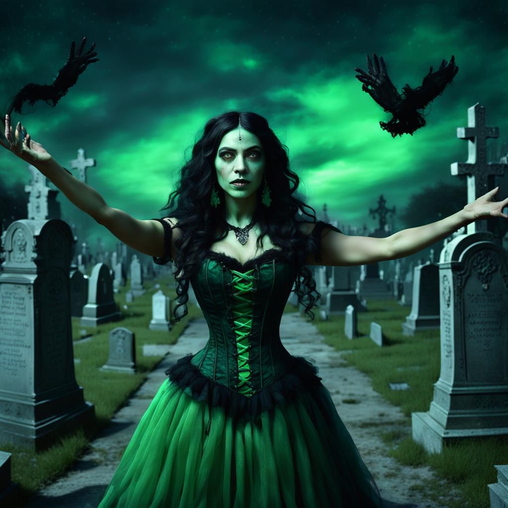 Cajun Bayou Witch Summoning Ghosts at Night