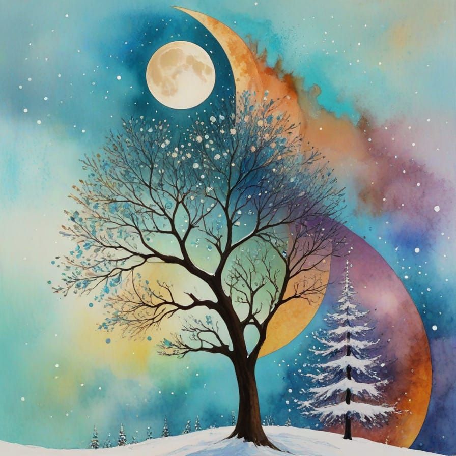 Winter Wonderland Illuminated by a Full Moon