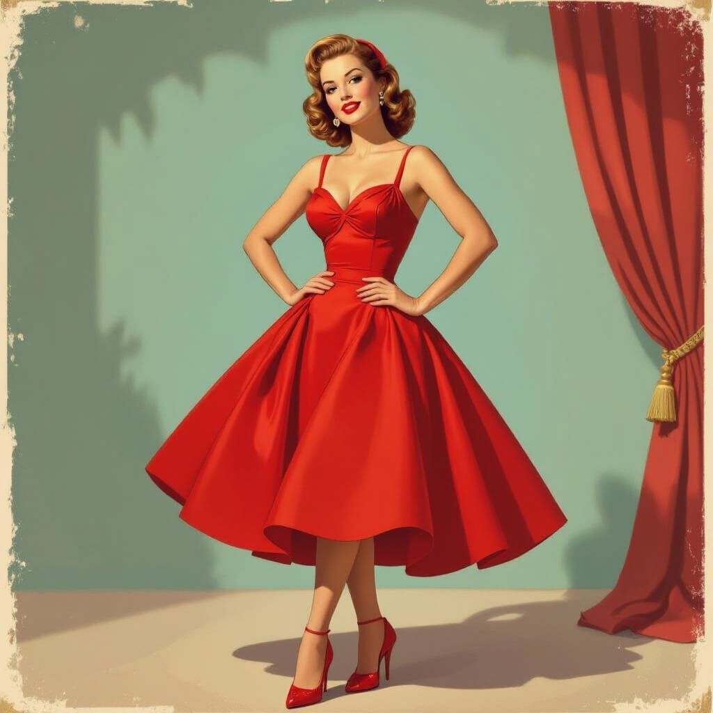 1950s Pin-Up Girl in Hollywood Style