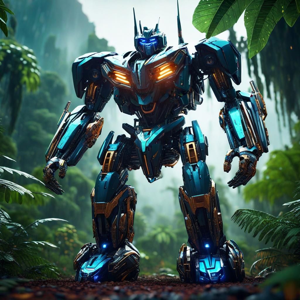 Argentina Transformer with Rainforest Background in Sci-Fi S...