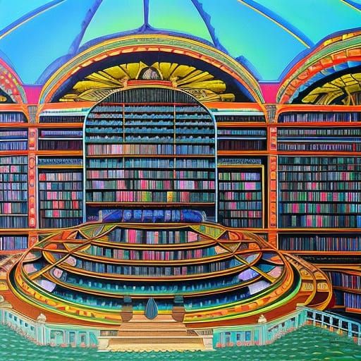 Fractal Library: A Surreal Precisionist Painting