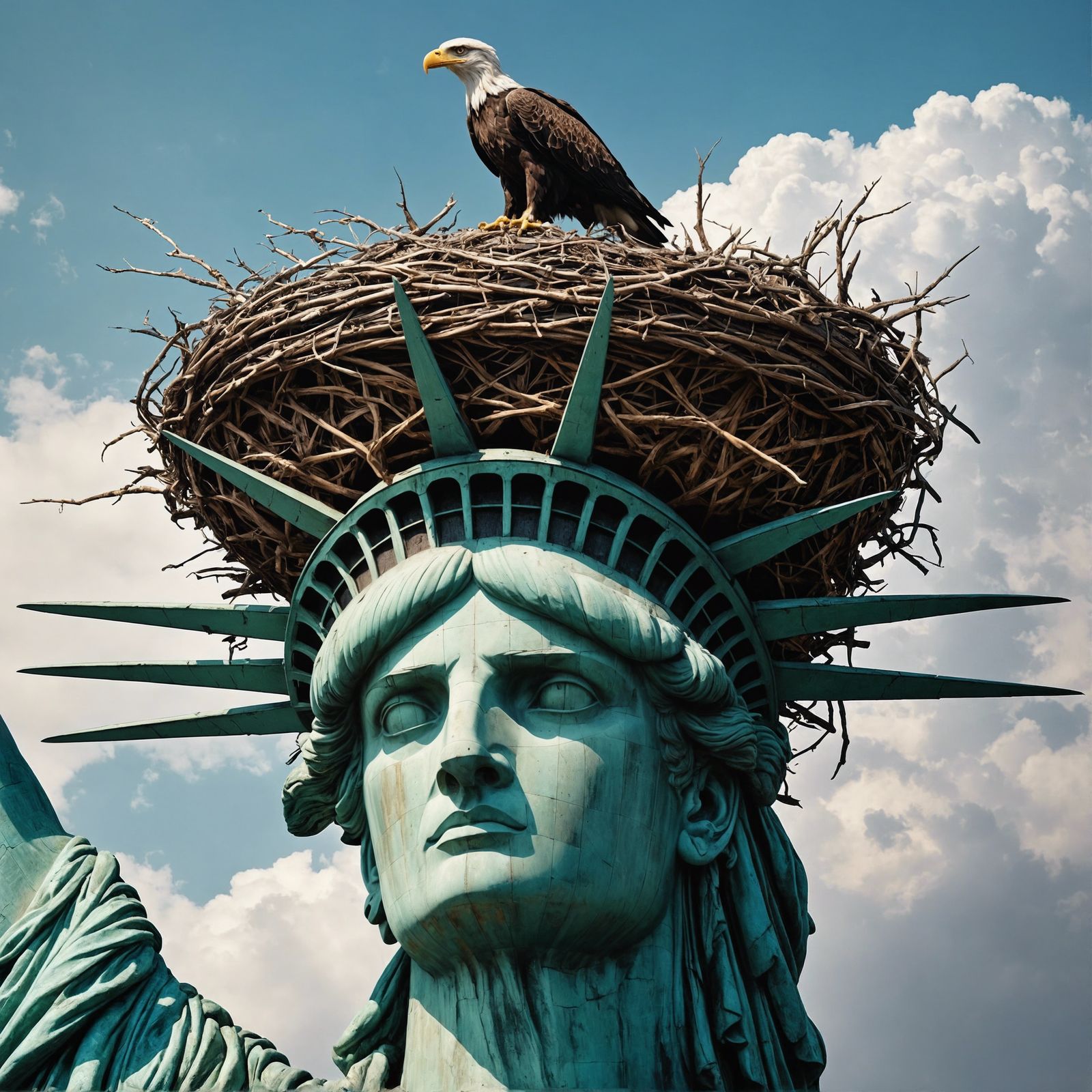 Statue of Liberty Topped with Eagle Nest