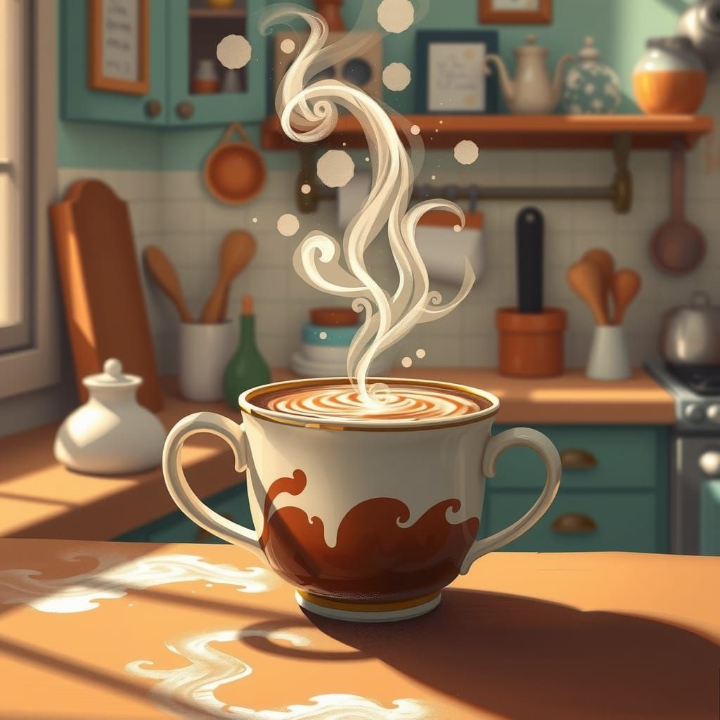 Whimsical Mocha with Swirling Foam
