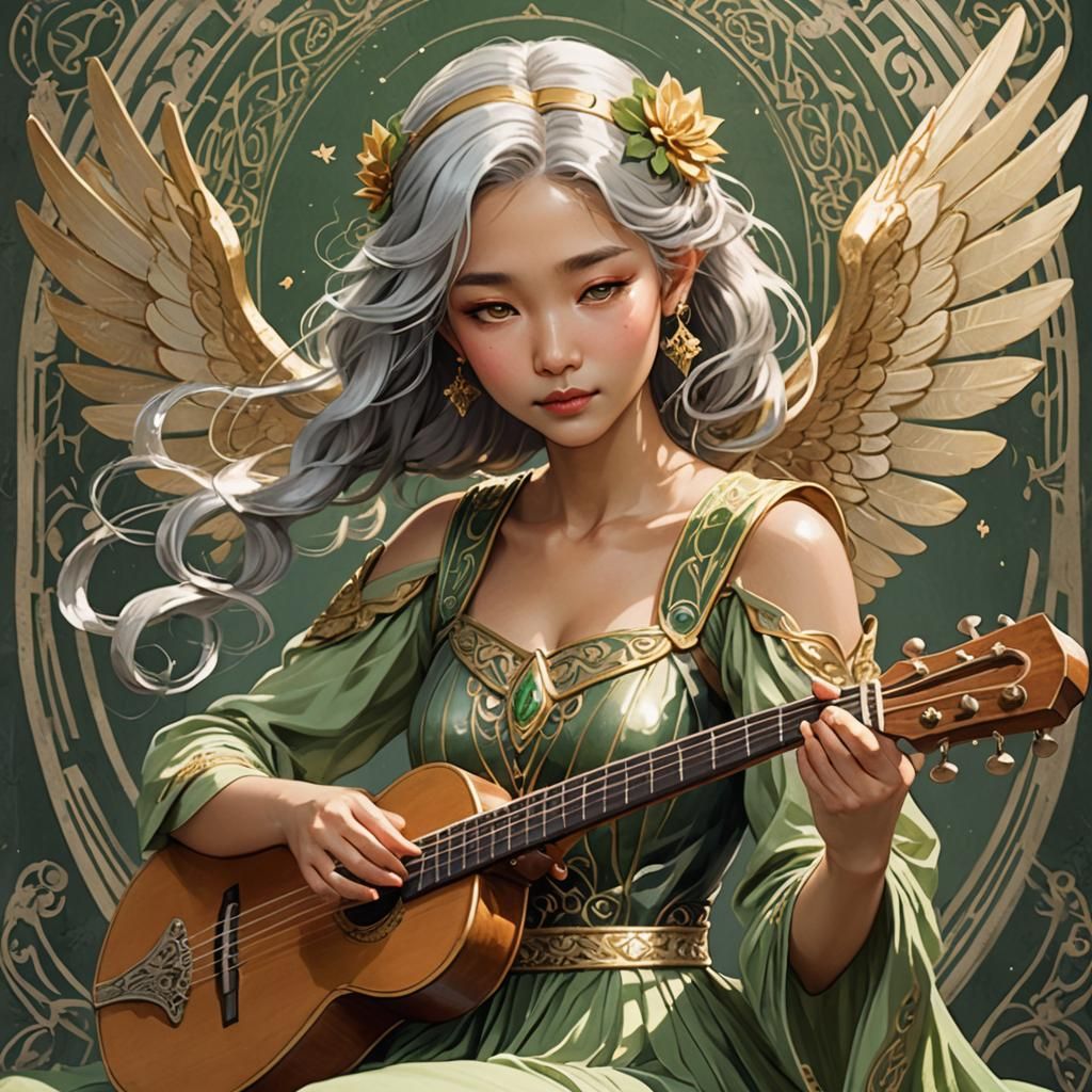 Aasimar Portrait in Art Nouveau Style