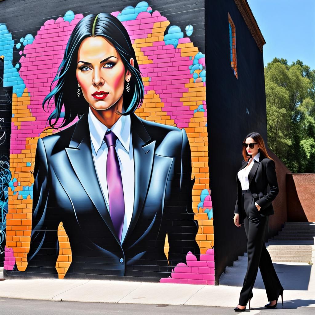 3D Graffiti Mural: Witch Librarian in John Wick Style