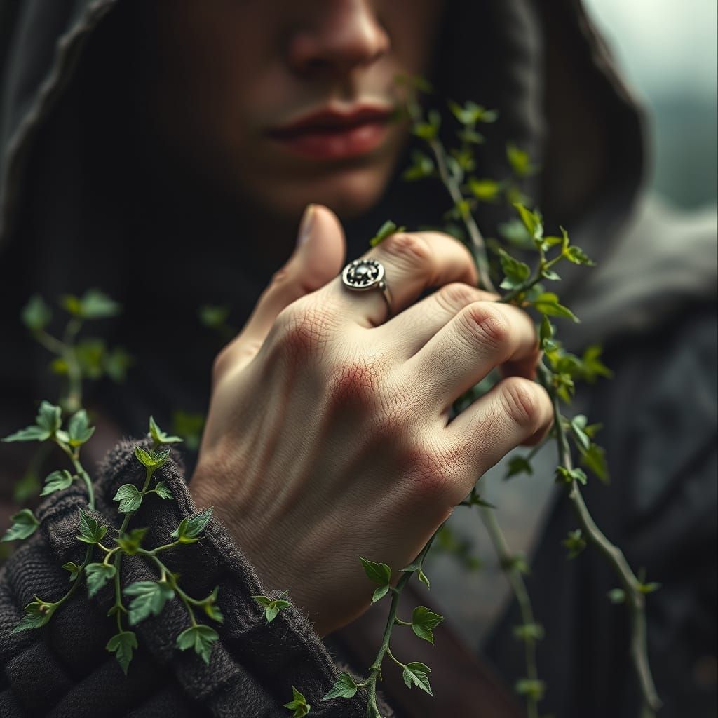 Warrior Reclaimed by Nature in Gothic Ring Detail