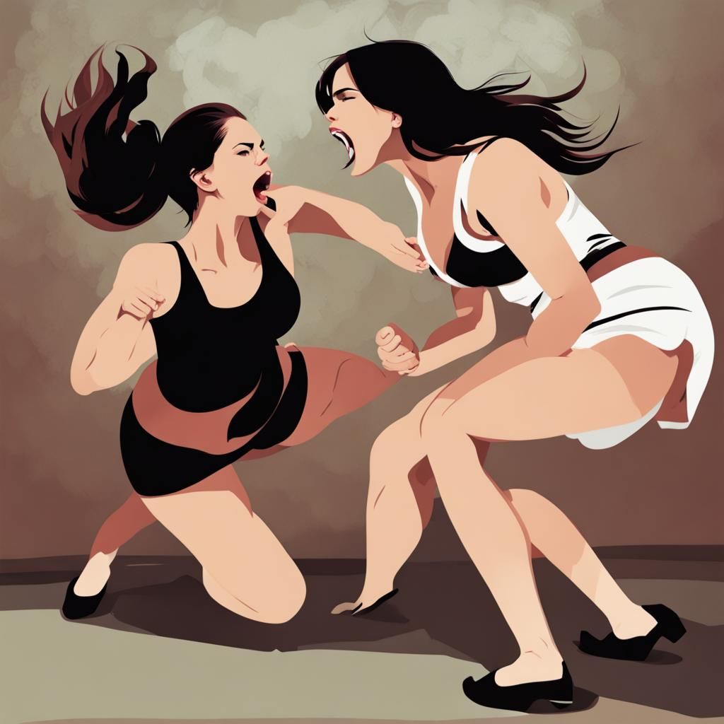 Dramatic Catfight Between Two Women