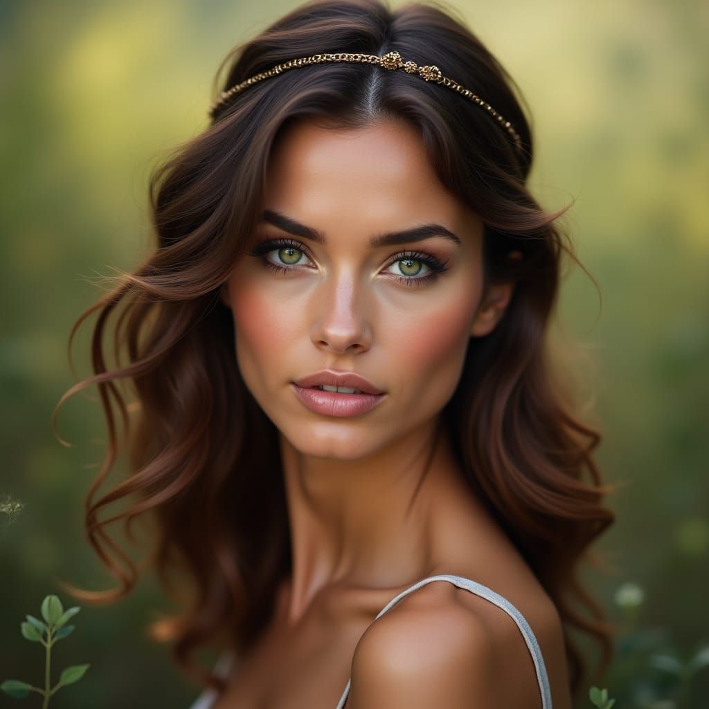 Emerald Gaze: A Portrait of a Woman in Natural Light