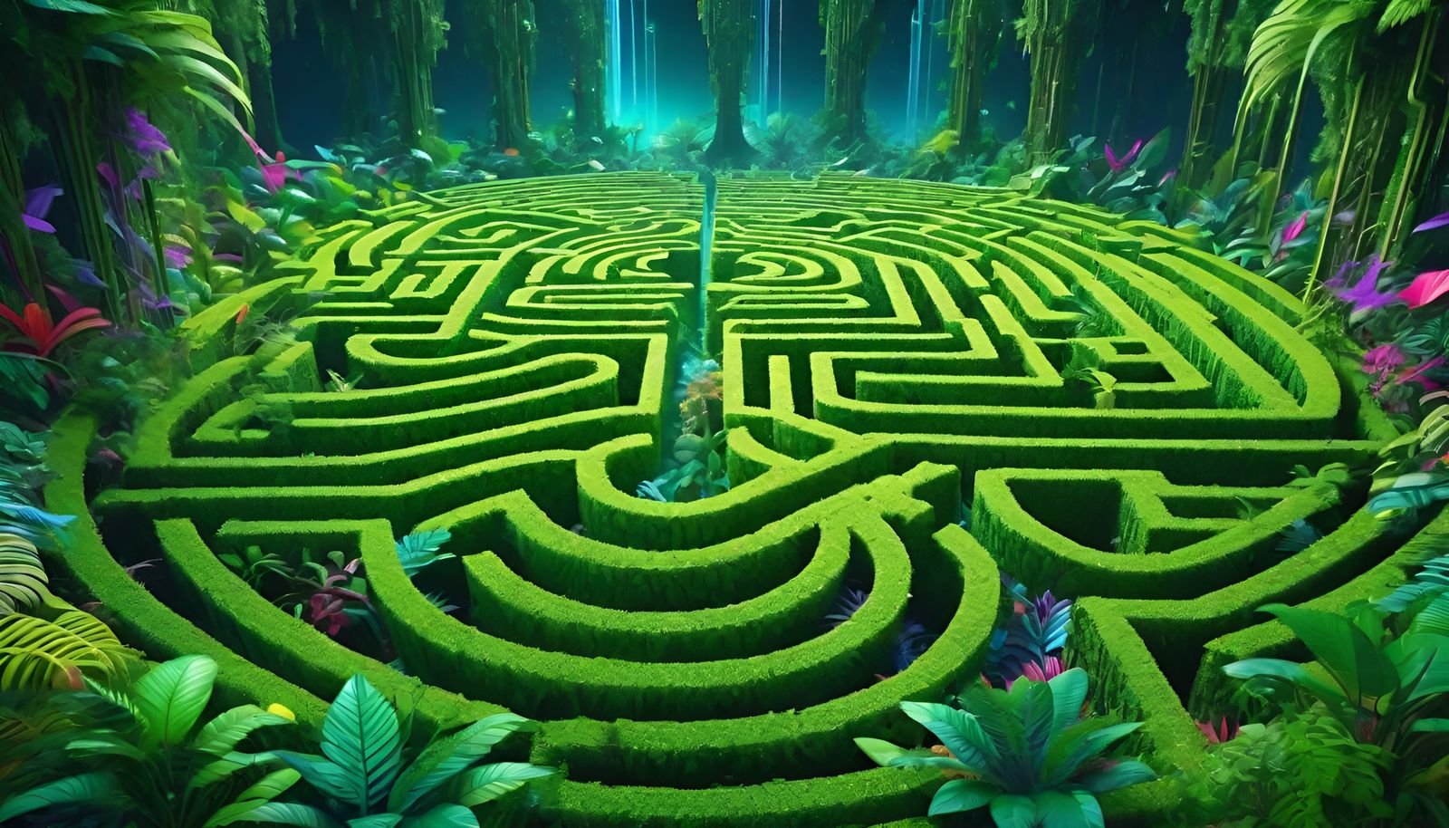 Psychedelic Jungle Maze in a Trippy Wonderland