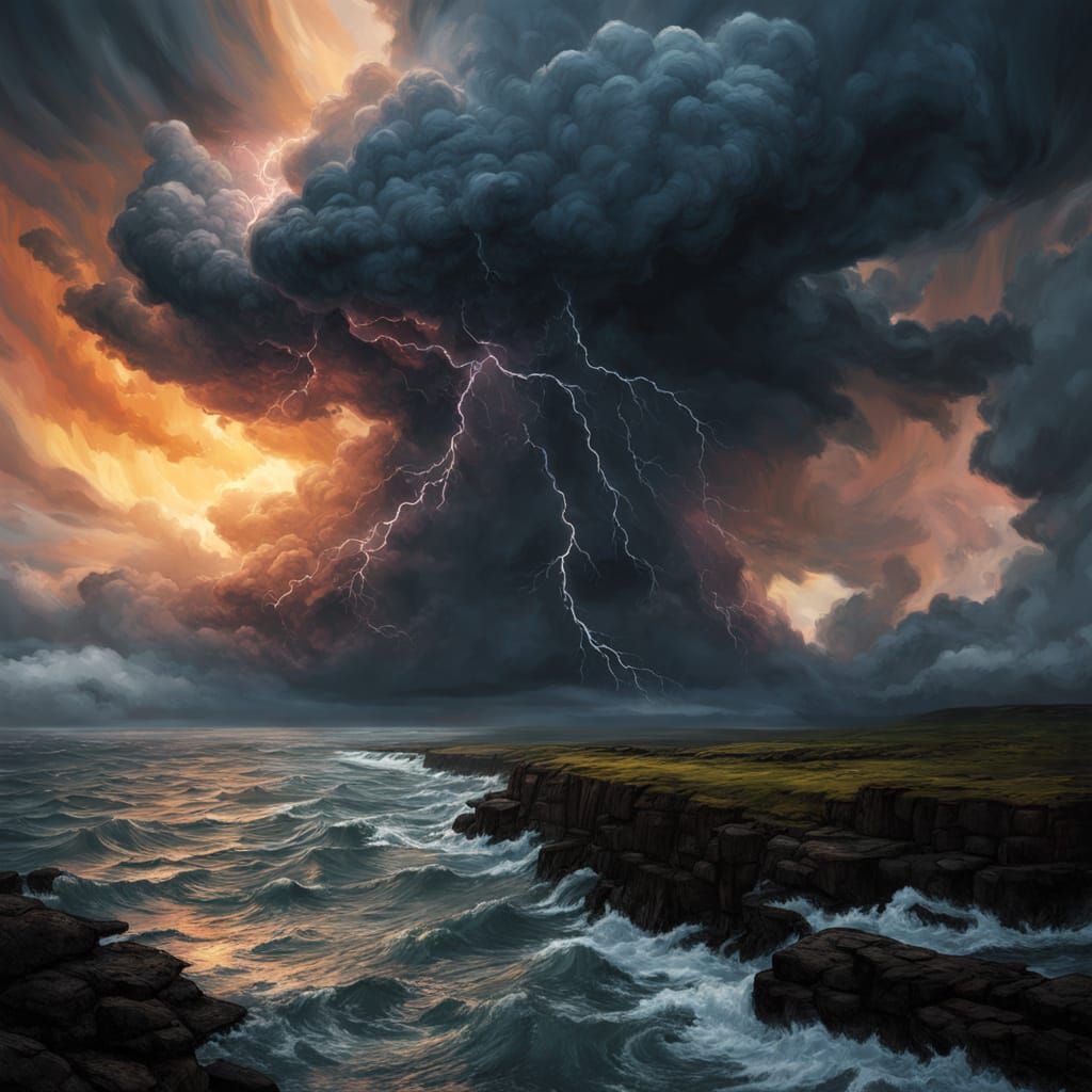 Majestic Storm with a Face in the Clouds