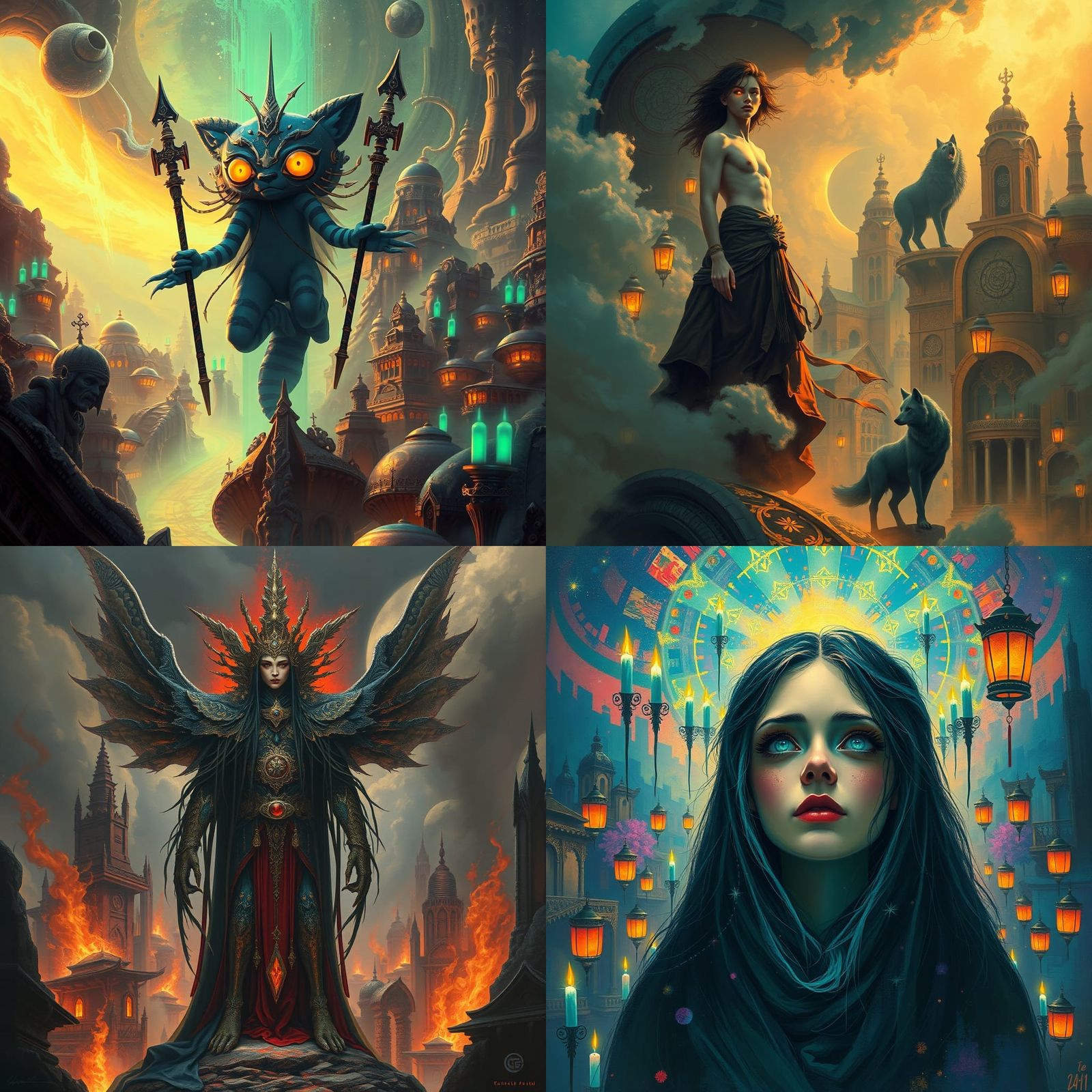 Cyberpunk Shaman in a Teal Flame City