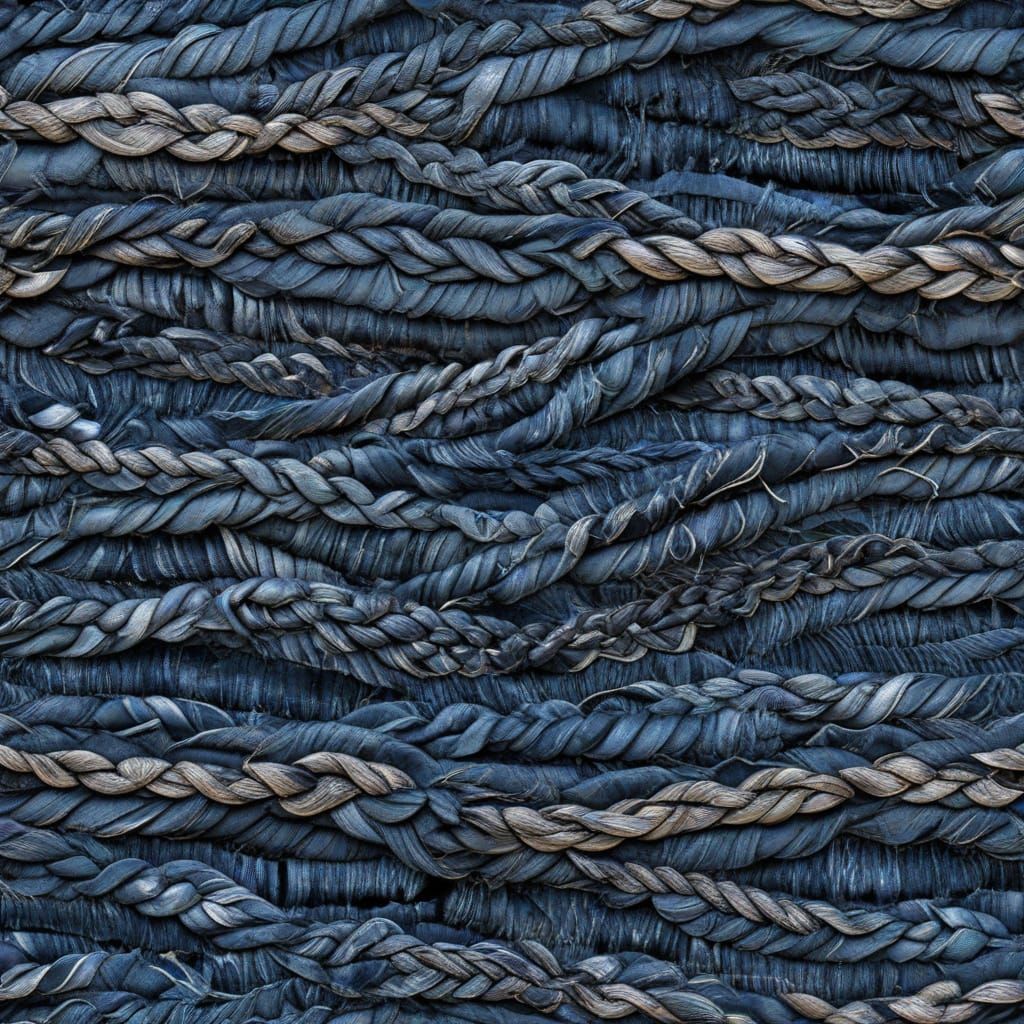 Distressed Braided Denim Textile Art