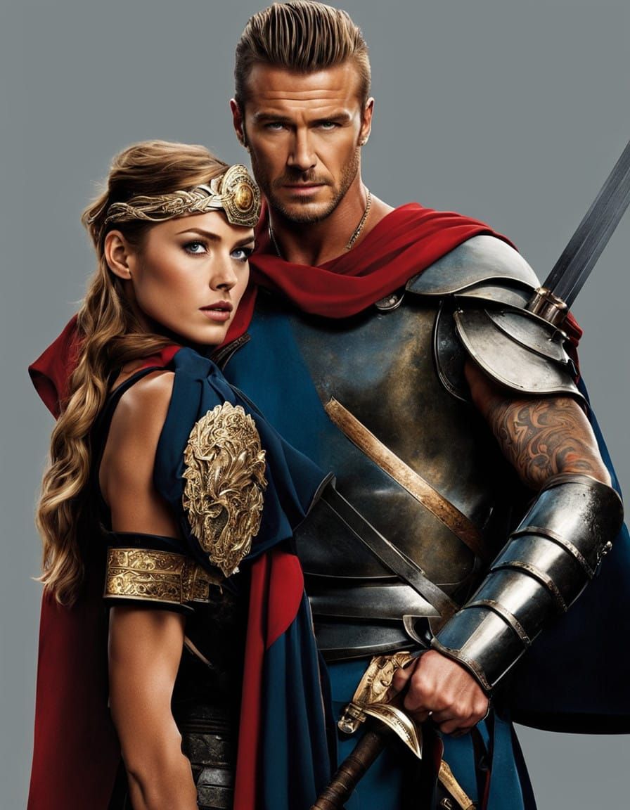 David Beckham as Spartacus and Athena as Amber Heard in Anci...