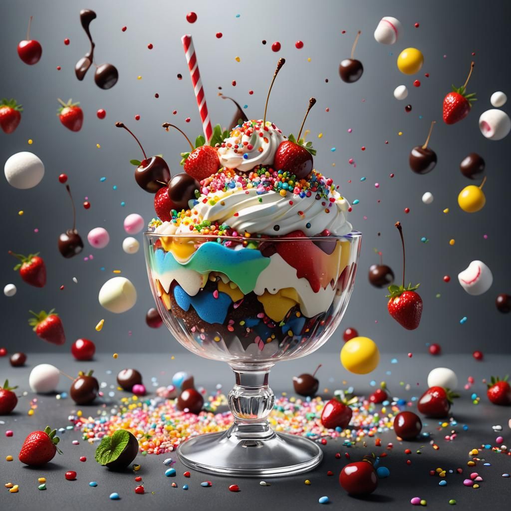 Vanilla Ice Cream Dessert with Toppings