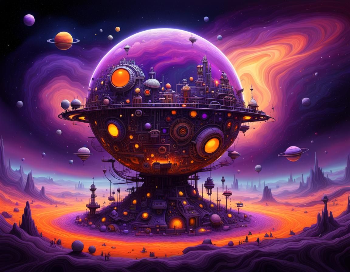 Nebula Planet in Abstract Style of Wassily Kandinsky